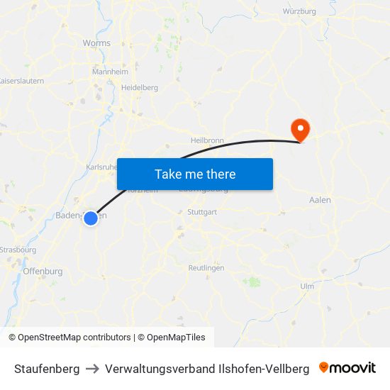Staufenberg to Verwaltungsverband Ilshofen-Vellberg map