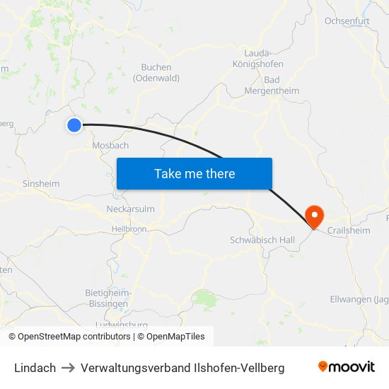 Lindach to Verwaltungsverband Ilshofen-Vellberg map