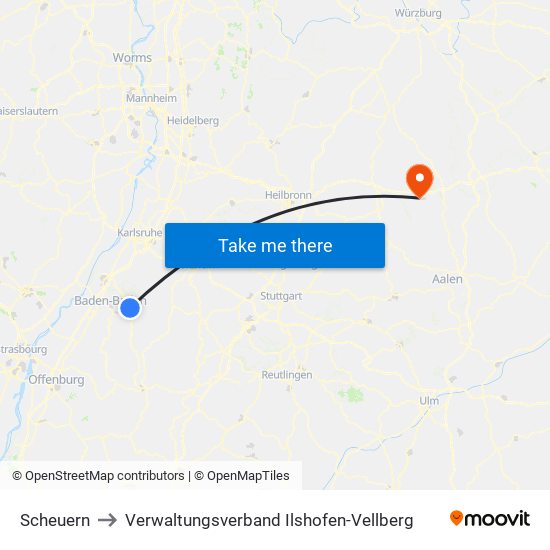 Scheuern to Verwaltungsverband Ilshofen-Vellberg map
