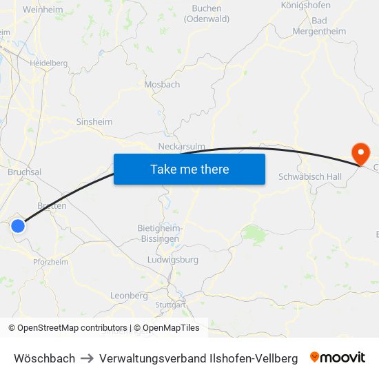 Wöschbach to Verwaltungsverband Ilshofen-Vellberg map