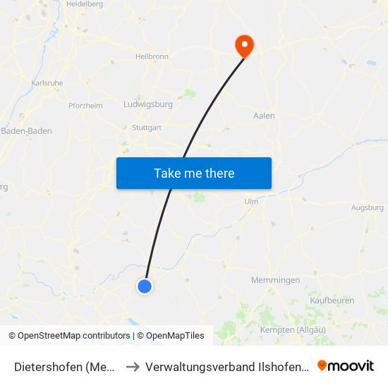 Dietershofen (Meßkirch) to Verwaltungsverband Ilshofen-Vellberg map