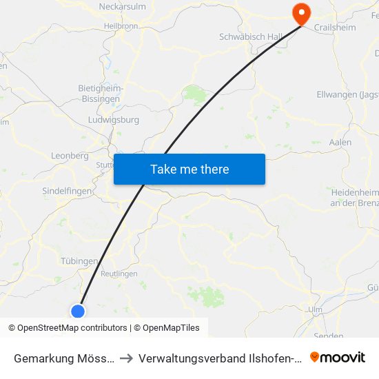 Gemarkung Mössingen to Verwaltungsverband Ilshofen-Vellberg map