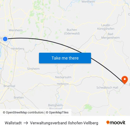 Wallstadt to Verwaltungsverband Ilshofen-Vellberg map