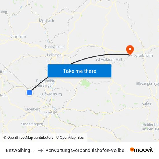 Enzweihingen to Verwaltungsverband Ilshofen-Vellberg map