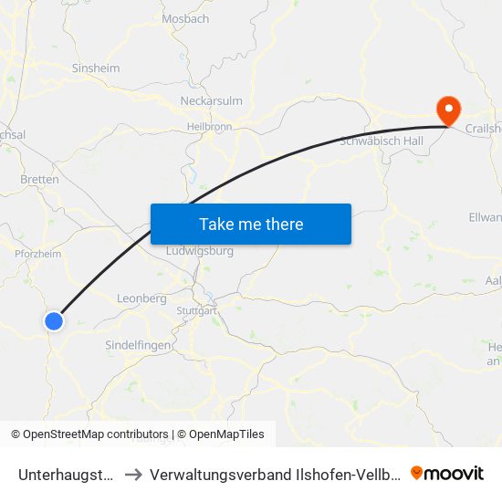 Unterhaugstett to Verwaltungsverband Ilshofen-Vellberg map