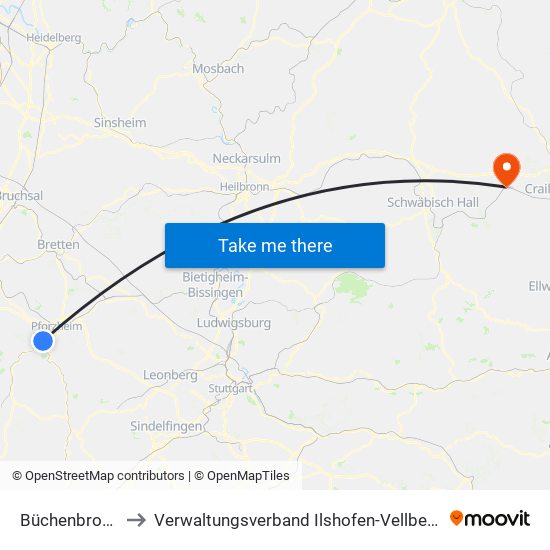 Büchenbronn to Verwaltungsverband Ilshofen-Vellberg map