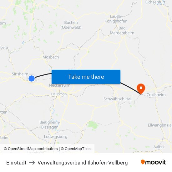 Ehrstädt to Verwaltungsverband Ilshofen-Vellberg map