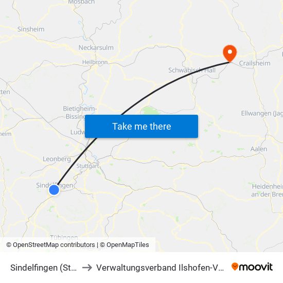 Sindelfingen (Stadt) to Verwaltungsverband Ilshofen-Vellberg map