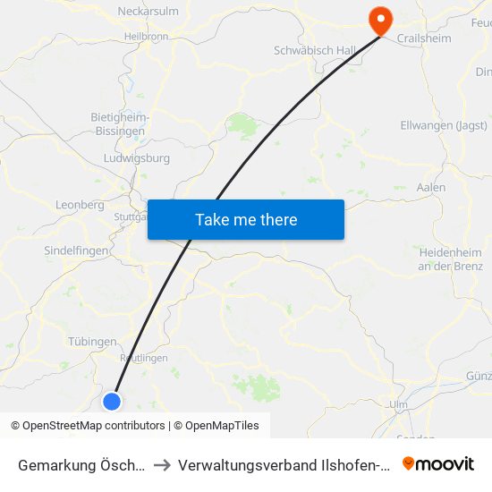 Gemarkung Öschingen to Verwaltungsverband Ilshofen-Vellberg map