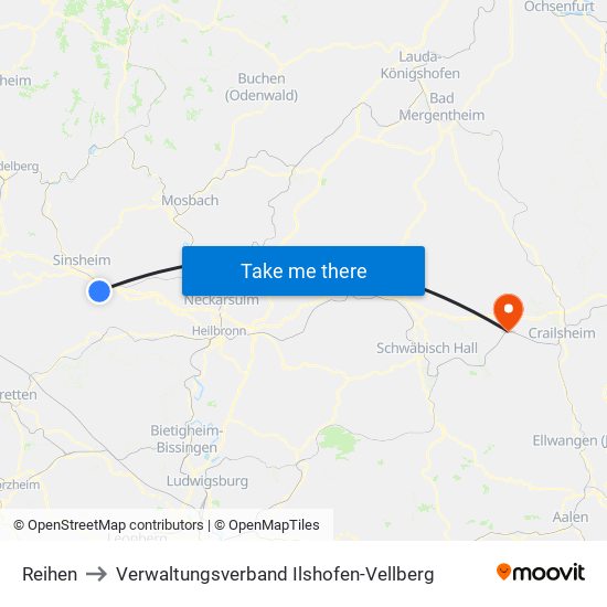 Reihen to Verwaltungsverband Ilshofen-Vellberg map