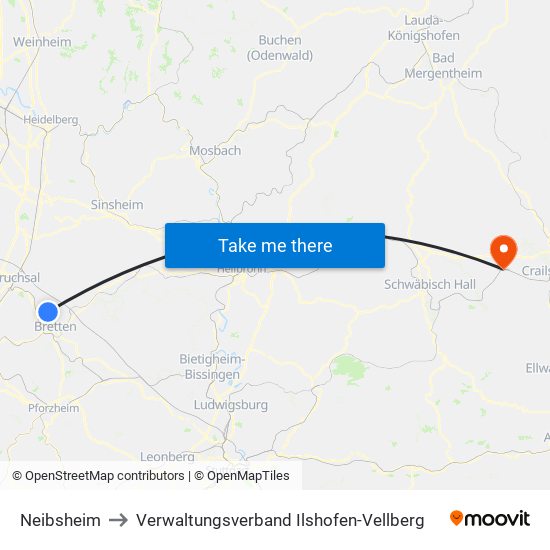 Neibsheim to Verwaltungsverband Ilshofen-Vellberg map