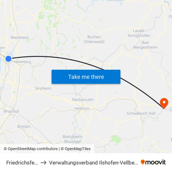 Friedrichsfeld to Verwaltungsverband Ilshofen-Vellberg map