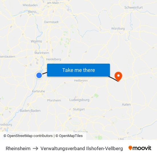 Rheinsheim to Verwaltungsverband Ilshofen-Vellberg map