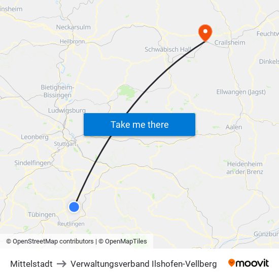 Mittelstadt to Verwaltungsverband Ilshofen-Vellberg map