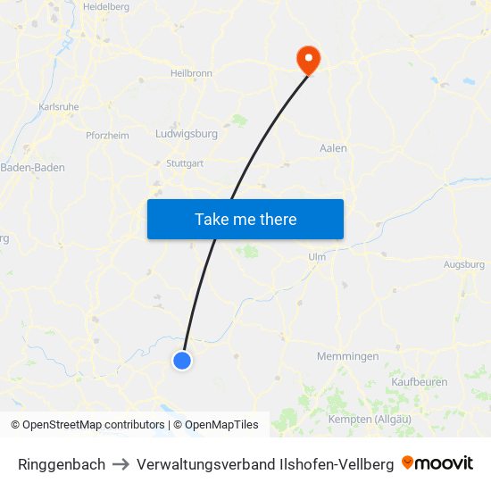 Ringgenbach to Verwaltungsverband Ilshofen-Vellberg map