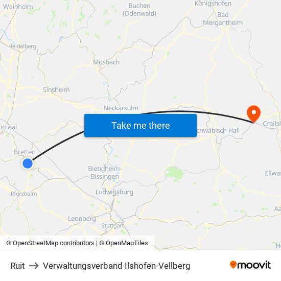 Ruit to Verwaltungsverband Ilshofen-Vellberg map