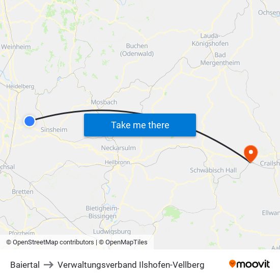 Baiertal to Verwaltungsverband Ilshofen-Vellberg map