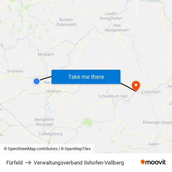 Fürfeld to Verwaltungsverband Ilshofen-Vellberg map