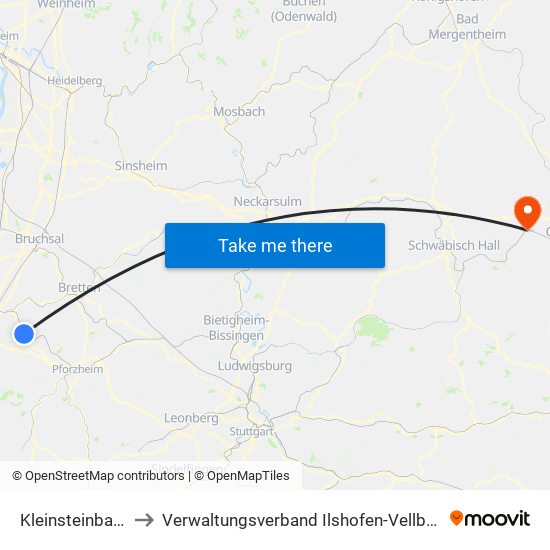 Kleinsteinbach to Verwaltungsverband Ilshofen-Vellberg map