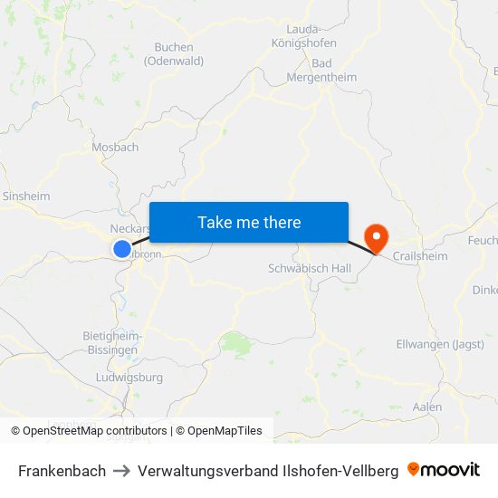 Frankenbach to Verwaltungsverband Ilshofen-Vellberg map