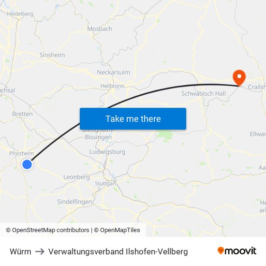 Würm to Verwaltungsverband Ilshofen-Vellberg map