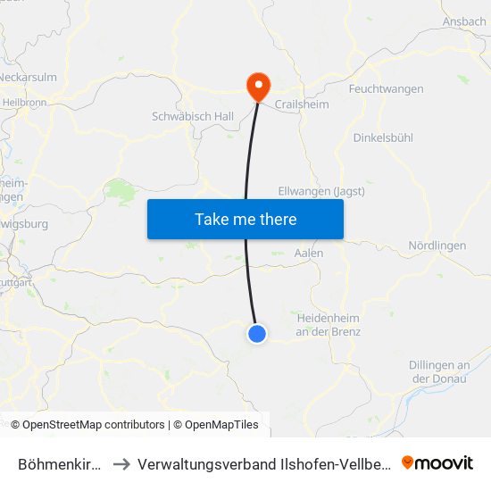 Böhmenkirch to Verwaltungsverband Ilshofen-Vellberg map