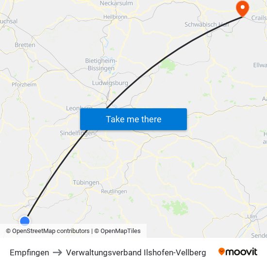 Empfingen to Verwaltungsverband Ilshofen-Vellberg map