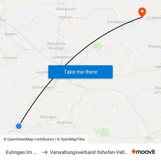 Eutingen Im Gäu to Verwaltungsverband Ilshofen-Vellberg map