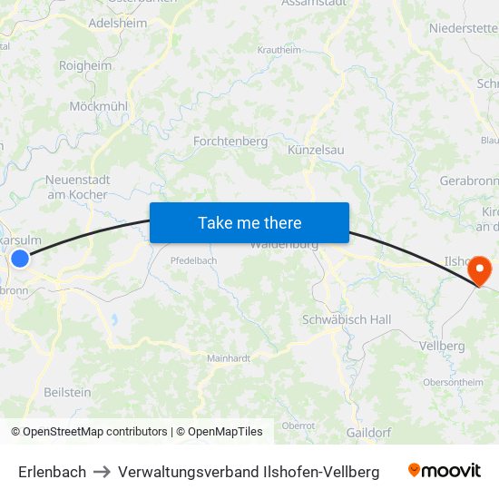 Erlenbach to Verwaltungsverband Ilshofen-Vellberg map