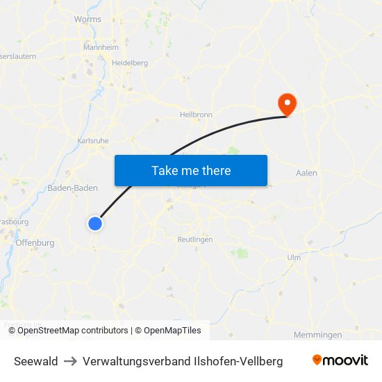 Seewald to Verwaltungsverband Ilshofen-Vellberg map