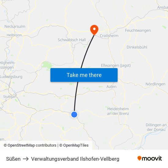 Süßen to Verwaltungsverband Ilshofen-Vellberg map