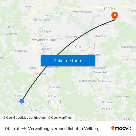 Oberrot to Verwaltungsverband Ilshofen-Vellberg map