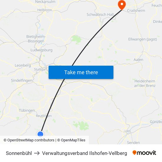 Sonnenbühl to Verwaltungsverband Ilshofen-Vellberg map