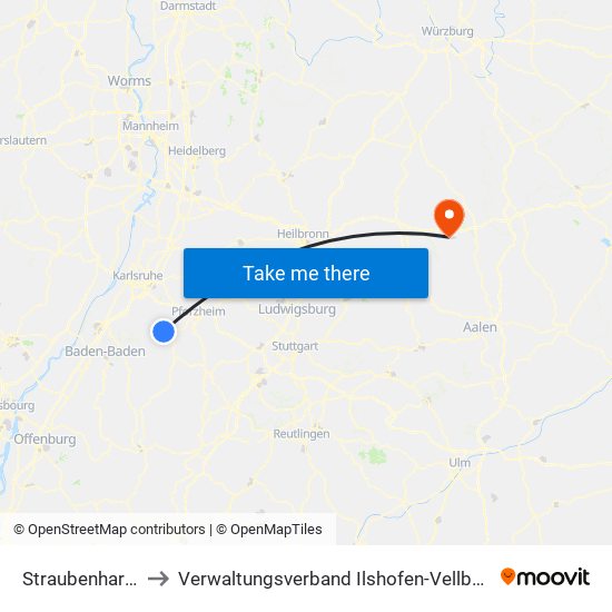 Straubenhardt to Verwaltungsverband Ilshofen-Vellberg map