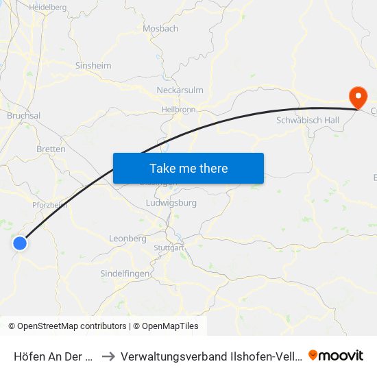 Höfen An Der Enz to Verwaltungsverband Ilshofen-Vellberg map