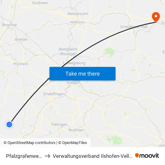 Pfalzgrafenweiler to Verwaltungsverband Ilshofen-Vellberg map