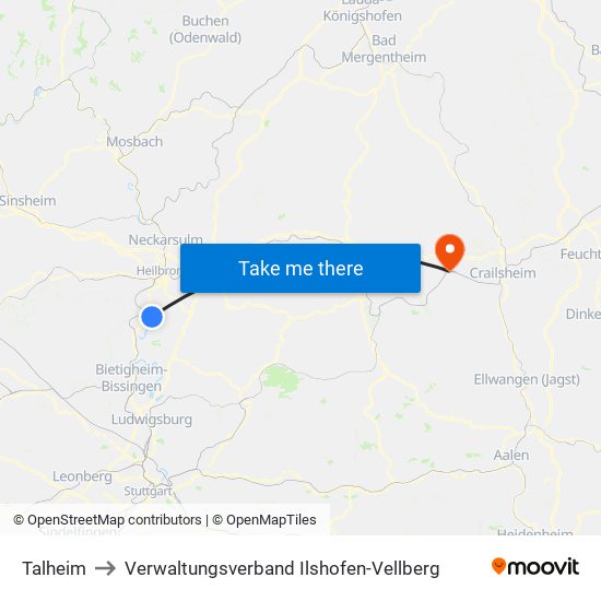 Talheim to Verwaltungsverband Ilshofen-Vellberg map