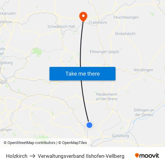 Holzkirch to Verwaltungsverband Ilshofen-Vellberg map