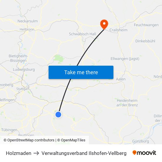 Holzmaden to Verwaltungsverband Ilshofen-Vellberg map