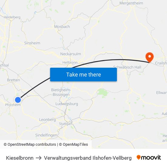 Kieselbronn to Verwaltungsverband Ilshofen-Vellberg map