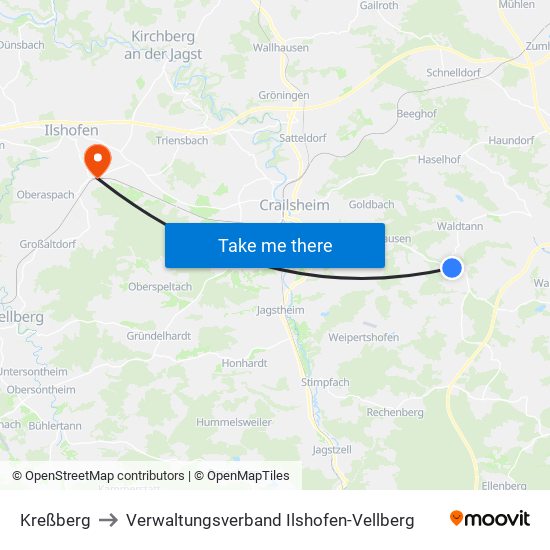 Kreßberg to Verwaltungsverband Ilshofen-Vellberg map