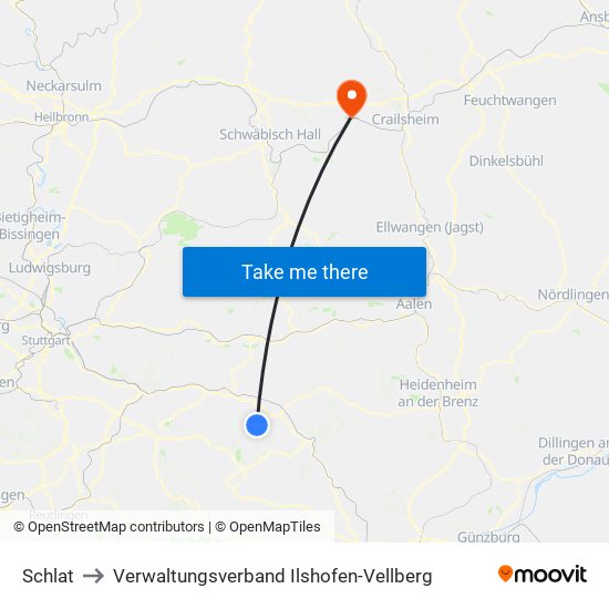 Schlat to Verwaltungsverband Ilshofen-Vellberg map