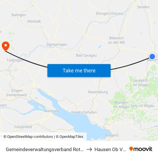 Gemeindeverwaltungsverband Rot-Tannheim to Hausen Ob Verena map