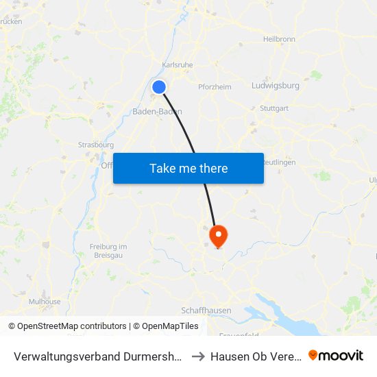 Verwaltungsverband Durmersheim to Hausen Ob Verena map