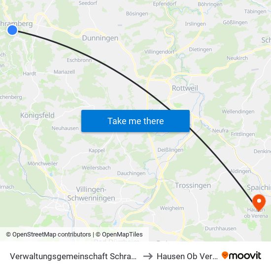 Verwaltungsgemeinschaft Schramberg to Hausen Ob Verena map