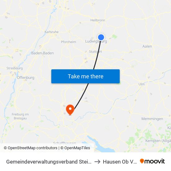 Gemeindeverwaltungsverband Steinheim-Murr to Hausen Ob Verena map