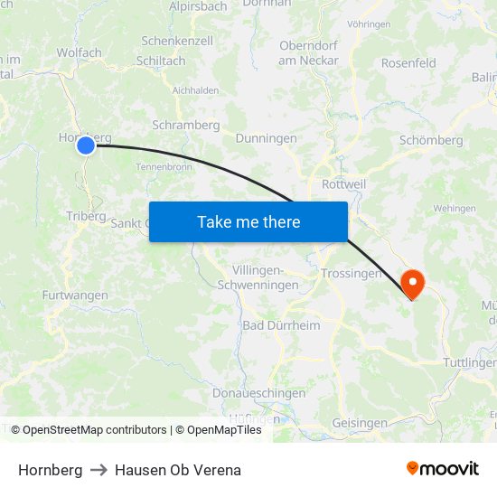Hornberg to Hausen Ob Verena map