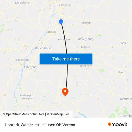 Ubstadt-Weiher to Hausen Ob Verena map