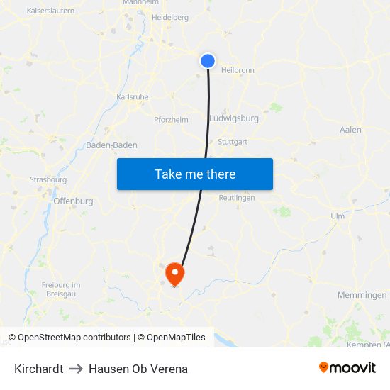 Kirchardt to Hausen Ob Verena map