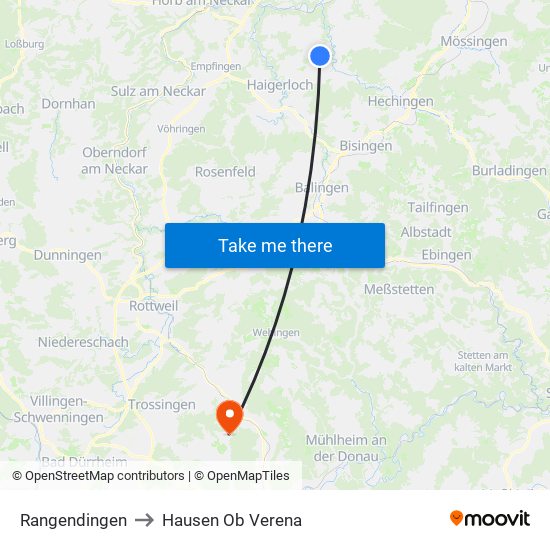 Rangendingen to Hausen Ob Verena map